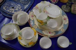 Mixed Lot: Two Myott floral decorated cake plates together with a quantity of Aynsley rose decorated