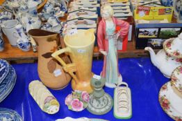 Mixed Lot: Wedgwood Jasper ware candlestick, vintage toast racks, jugs, figurine etc
