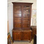 20th century glazed book case cabinet with cupbaord base