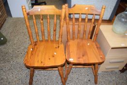 Two pine kitchen chairs