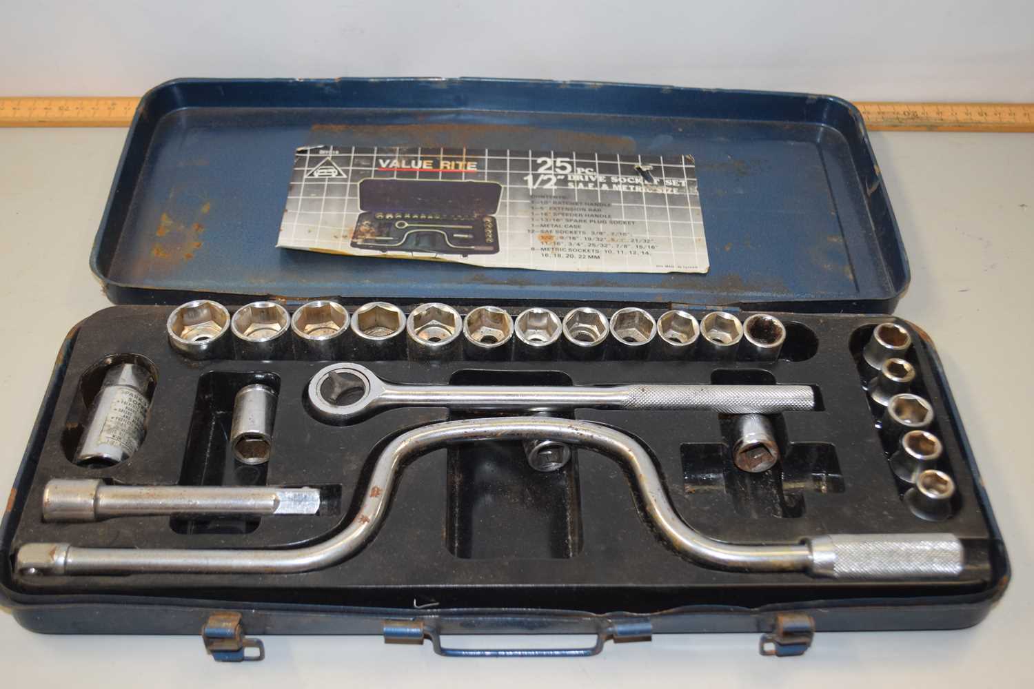 A cased socket set