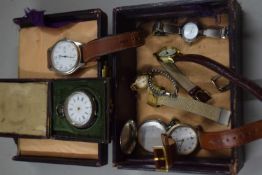 Mixed Lot: Small continental silver cased pocket watches, various wristwatches etc