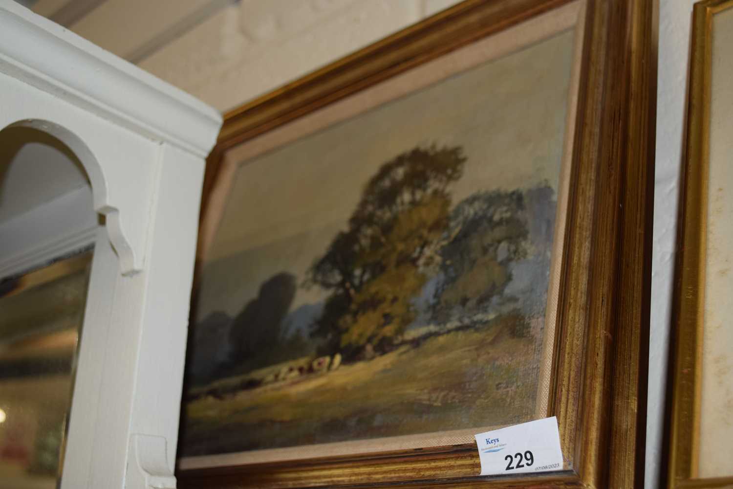 D Rose study of a pasture scene, oil on board, gilt framed
