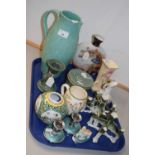 A tray of mixed wares to include small ginger jar, various vases, stem vases etc