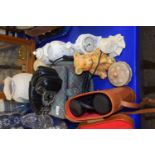 Mixed Lot: Various assorted vases, vintage Ross headphones, a sewing box and a pair of Zenith