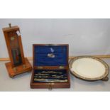 Mixed Lot: Cased technical drawing set, a line tension testing machine and a further warming