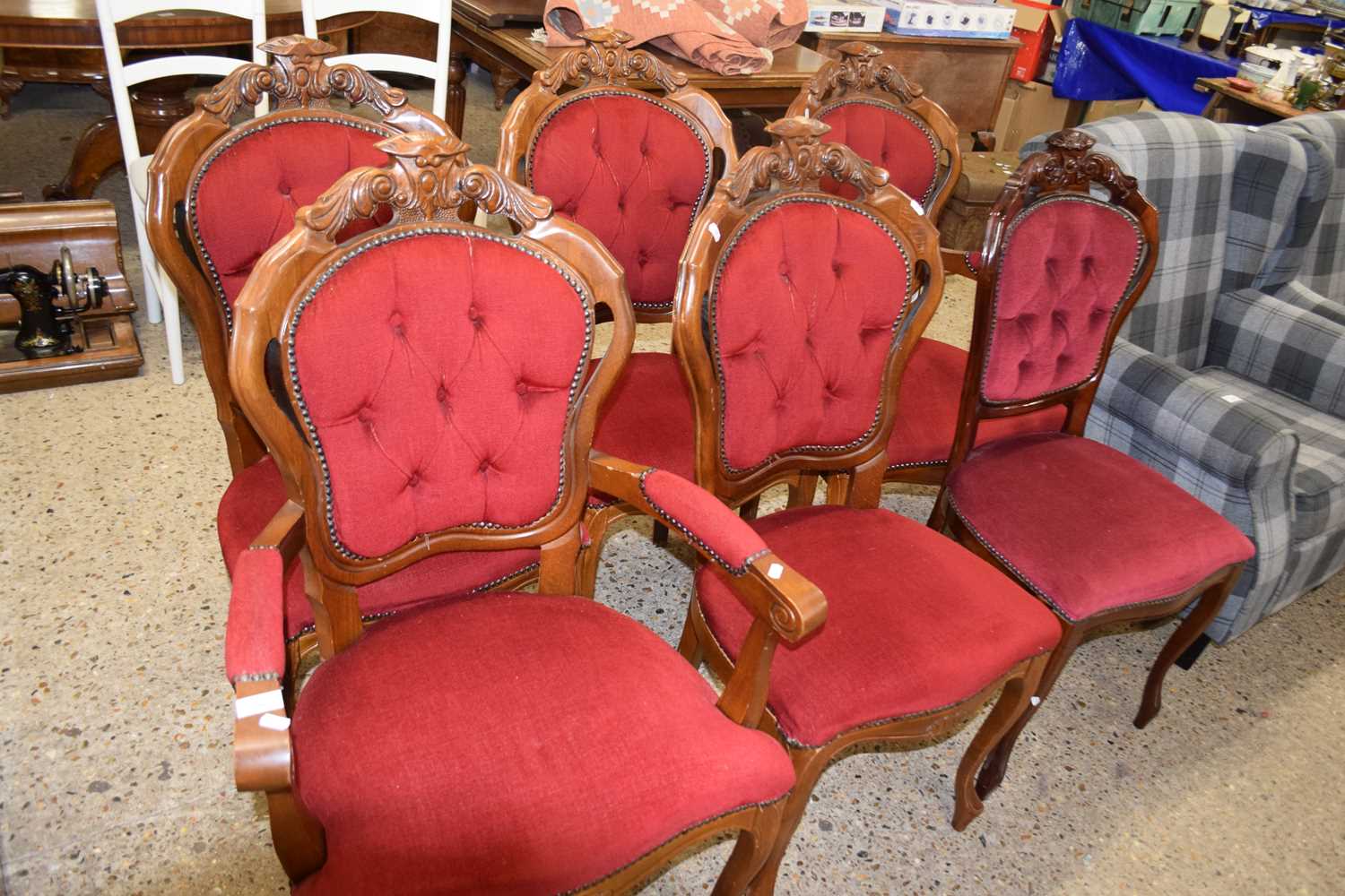 Set of six continental style dining chairs