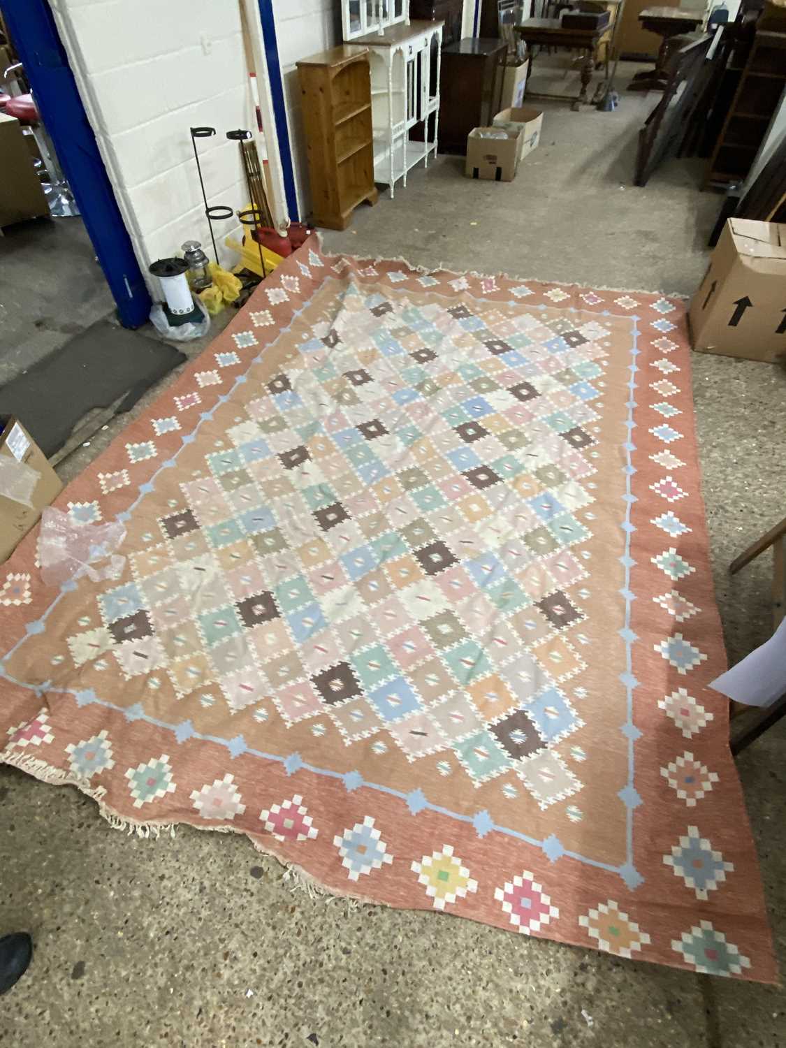 20th century Kilim type carpet with patterns design, 240 x 255 cm