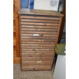 20th century pine chest with shallow drawers for tools