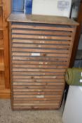 20th century pine chest with shallow drawers for tools