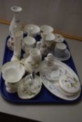 A collection of various small Wedgwood and other vases and ceramics