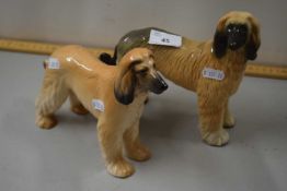 Two ceramic models of Afghan Hounds