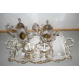Silver plated tea and coffee set with tray