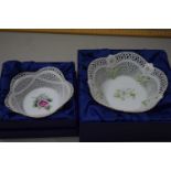 Two boxed Klausenburg lattice work porcelain bowls