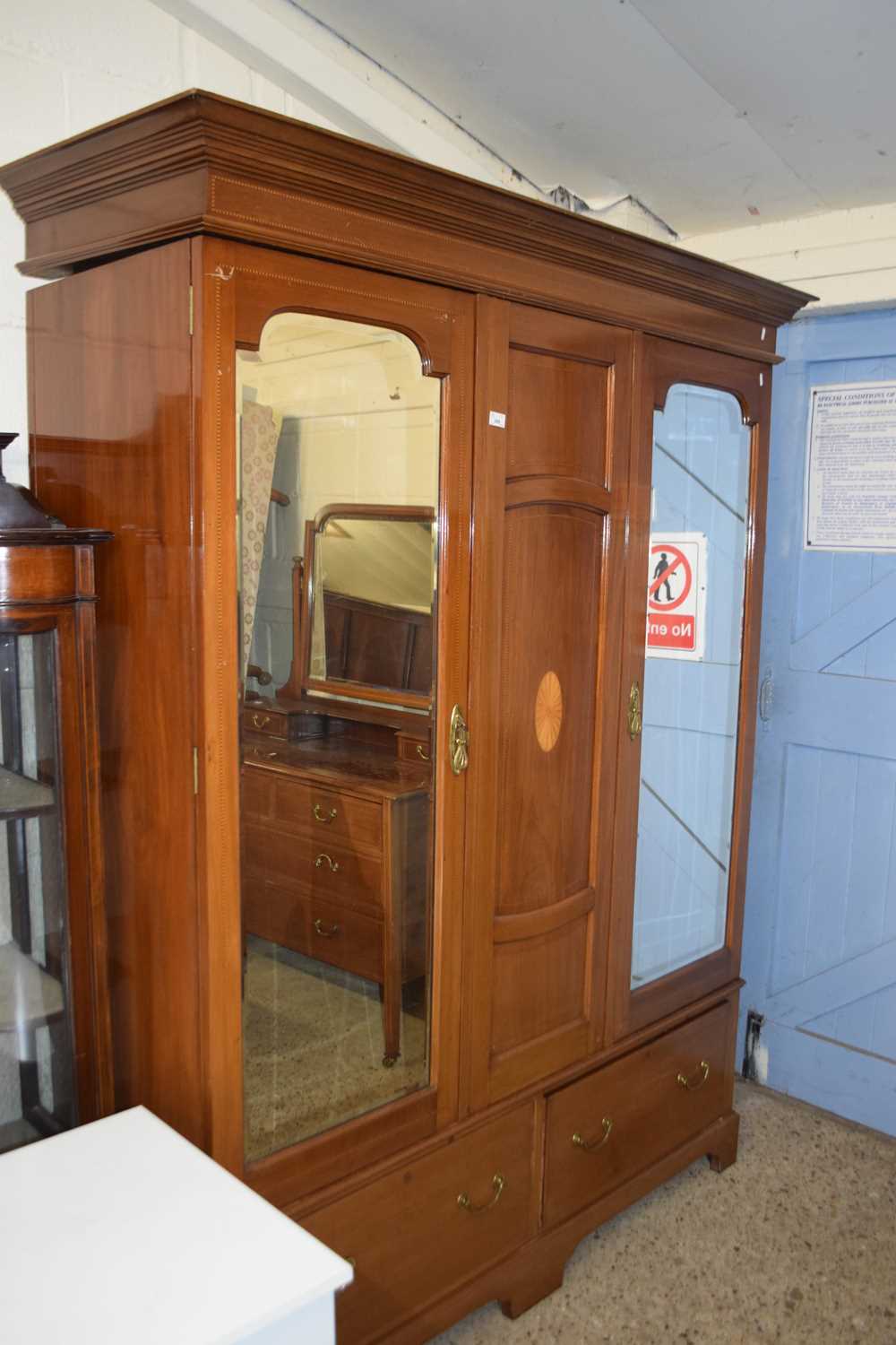 Edwardian mahogany wardrobe together with an acompanying mirrored back dressing chest (2) - Image 2 of 3