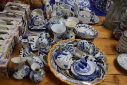 Collection of various modern Delft wares to include large plate decorated with red flowers plus