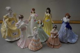 Collection of various modern figurines to include Royal Worcester and Coalport