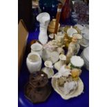 Mixed Lot: Various vases, sea shells, tortoise money box etc