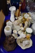 Mixed Lot: Various vases, sea shells, tortoise money box etc