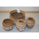 Four various small Doulton silicon ware pots