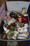 Box of assorted miniature ceramics to include toby jugs, figurines,teapots etc