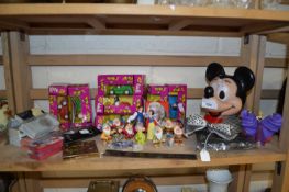 Tray mixed items to include boxed toy vehicals, Mickey Mouse money box etc