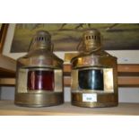 Pair of reproduction ships lamps