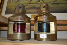 Pair of reproduction ships lamps