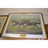 Max Brandrett coloured print 'Diamond Stakes Winners' 1986 framed and glazed