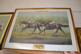 Max Brandrett coloured print 'Diamond Stakes Winners' 1986 framed and glazed