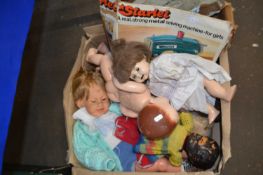 Qty of assorted dolls and a starlet childrens sewing machine
