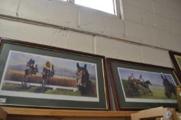 Two coloured Horse racing prints 'Party Politics' and Lescargot, framed and glazed