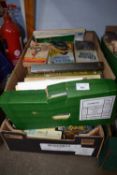 Two boxes of assorted books to include local interest, fiction paperbacks and others