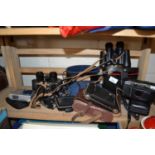 Russian binoculars and various cameras