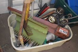 Box various assorted garden tools etc