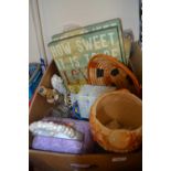 Mixed ltems to include novelty storage jars, pressed glass dressing table sets, pictures etc
