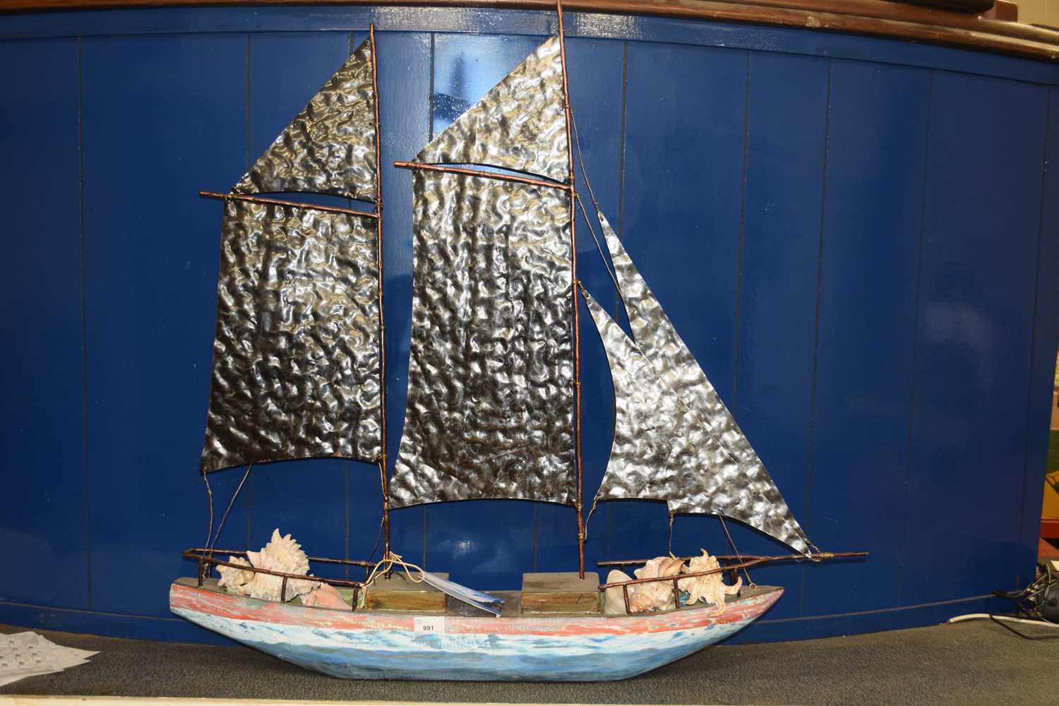 Large coastal collection wood and metal model boat