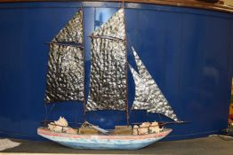 Large coastal collection wood and metal model boat