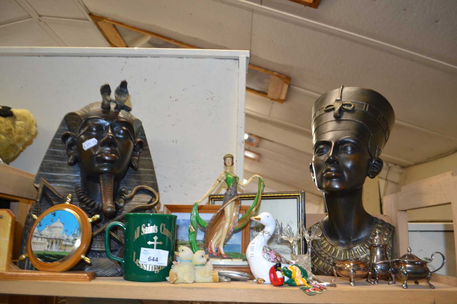 Mixed lot to include two Egyptian style resin moulded busts and other items