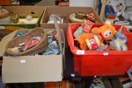 Two boxes of assorted childrens toys to include matchbox, hotwheels, snoopy and others