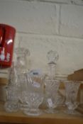 Qty various clear glass wares to include decanters, vases etc