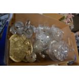 Mixed glass ware, sherry set, preserve dishes, pressed glass etc