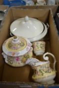 Mixed lot of ceramics, cream ware tureen and floral decorated tea wares