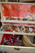 Jewellery box and various costume jewellery