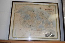 Greenwood & Co, Map of the County of Norfolk, framed and glazed