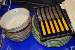 Mixed Lot: Denby dinner wares, cased butter knives etc