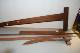 Selection of wooden architect rules and drawing instruments