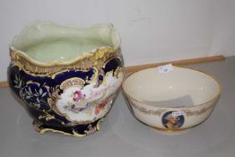 Lenox Patriot bowl together with a further floral decorated jardiniere