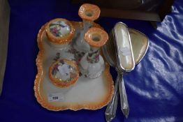 Porcelain dressing table set and brushes and hand mirror