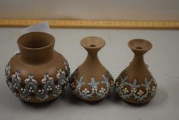 Three small Royal Doulton silicon ware vases